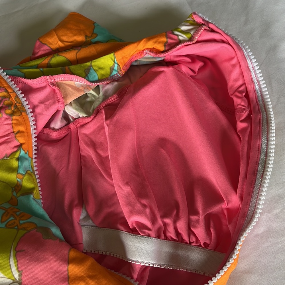 Trina Turk Orange and Pink Floral One Piece Swimsuit - Picture 11 of 13